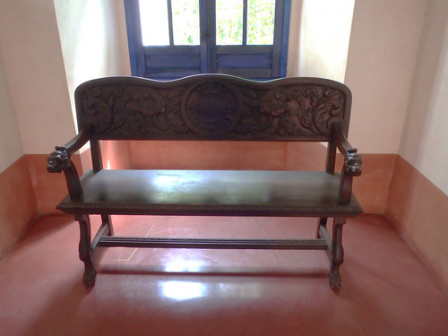 Hand carved bench.